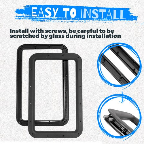 Solid Spare 15.7" x 24.8" Black RV Entrance /Entry Door Window Frame For Camper Trailer