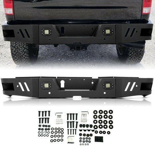 Solid Spare Rear Bumper Steel For 2010-2018 2019-2024 Ram 2500 3500 w/ LED lights Bolt Kits