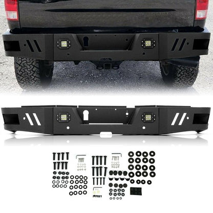 Solid Spare Rear Bumper Steel For 2010-2018 2019-2024 Ram 2500 3500 w/ LED lights Bolt Kits