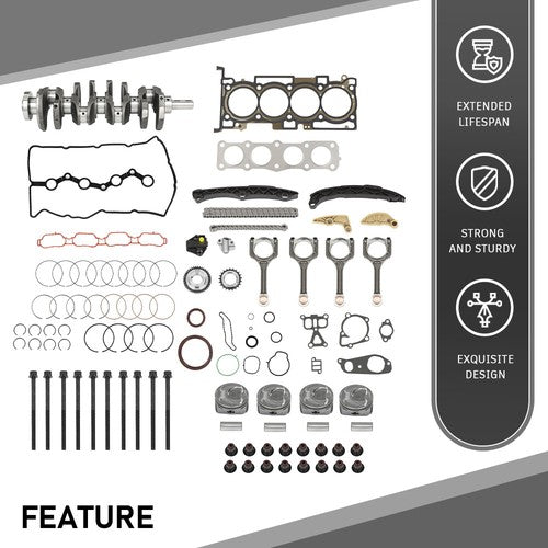 Solid Spare Engine Rebuild Kits w/ Crankshaft Con Rods Timing Kit For Hyundai Kia G4KJ 2.4L