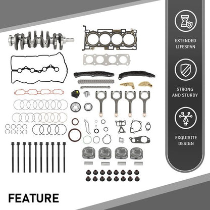 Solid Spare Engine Rebuild Kits w/ Crankshaft Con Rods Timing Kit For Hyundai Kia G4KJ 2.4L