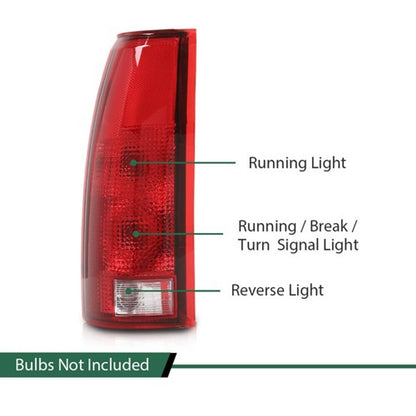 Solid Spare Tail Lights Brake Lamps w/o Bulbs Fit For 1988-2000 Chevy GMC C/K Left+Right