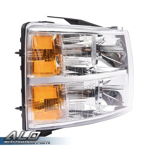 Solid Spare For 2007-2014 Chevy Silverado 1500 2500HD 3500HD Headlights Chrome Housing Pair