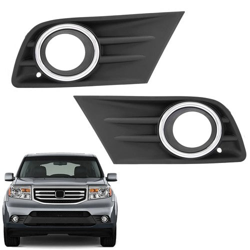 Fog Light Cover Bezel w/Chrome Ring For Honda Pilot 2012 2013 2014 2015 LH & RH
