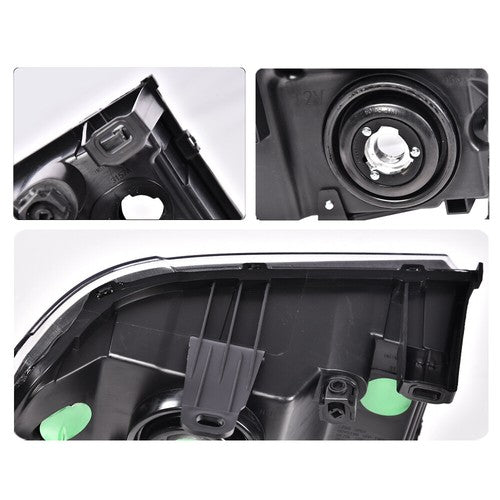 Solid Spare Fit For 07-13 GMC Sierra 1500 2500HD 3500HD Clear Lens Black Headlights