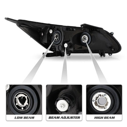 For 2013-2015 Honda Accord Sedan Pair Projector Headlights Halogen Headlamps Set