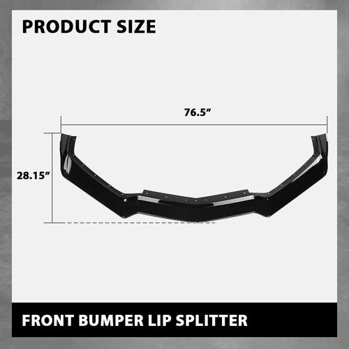 Solid Spare Fit For 2020-2025 Corvette C8 5VM Style Front Bumper Lip Splitter Glossy Black