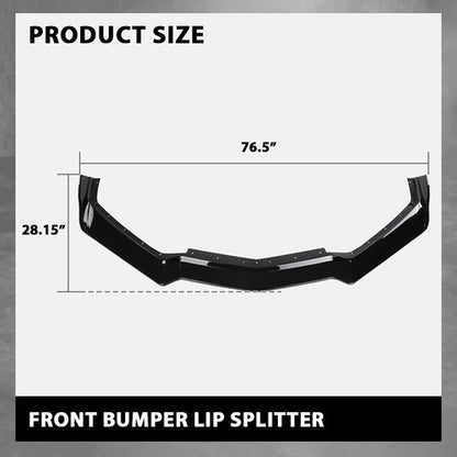 Solid Spare Fit For 2020-2025 Corvette C8 5VM Style Front Bumper Lip Splitter Glossy Black