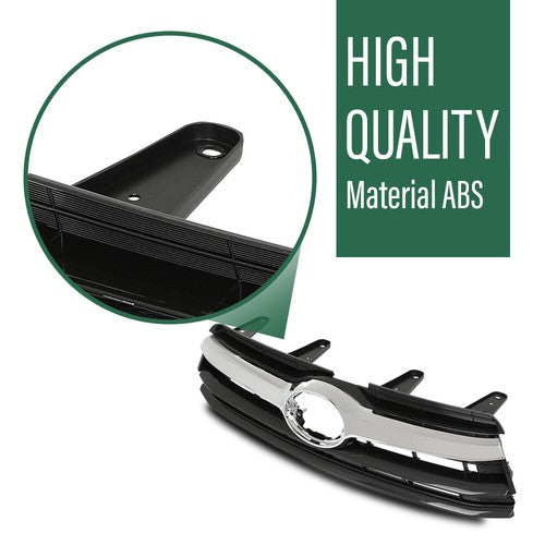 Solid Spare Fit For 14-16 Toyota Highlander Front Bumper Upper Grille Black Chrome TO1200371