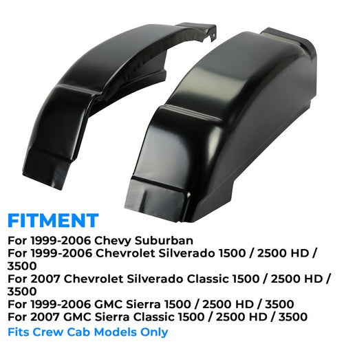 Solid Spare Pair Cab Corners Fit For 2001-2007 Chevrolet Silverado GMC Sierra 4Dr Crew Cab