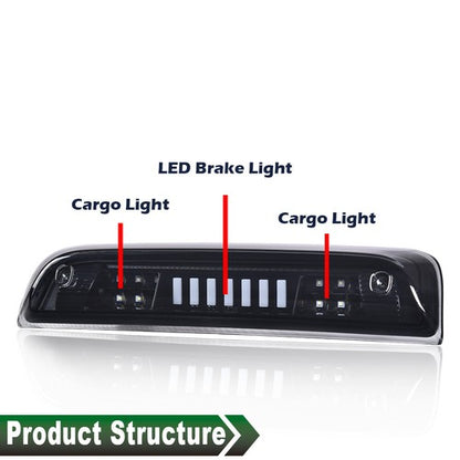 Solid Spare Fit For 2014-2018 Silverado Sierra Smoke/Black LED Third Brake Light Cargo Lamp