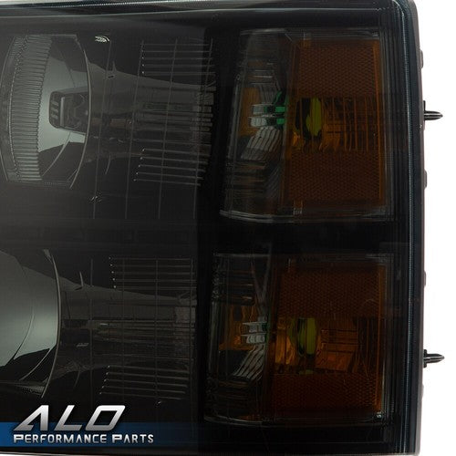 Solid Spare Smoke Lens Black LED DRL Headlights Fit For 07-14 Chevy Silverado 1500 2500 3500