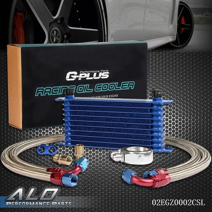 Solid Spare 10 Row AN10 Universal Aluminum Transmission Engine Oil Cooler+Filter Adapter Kit