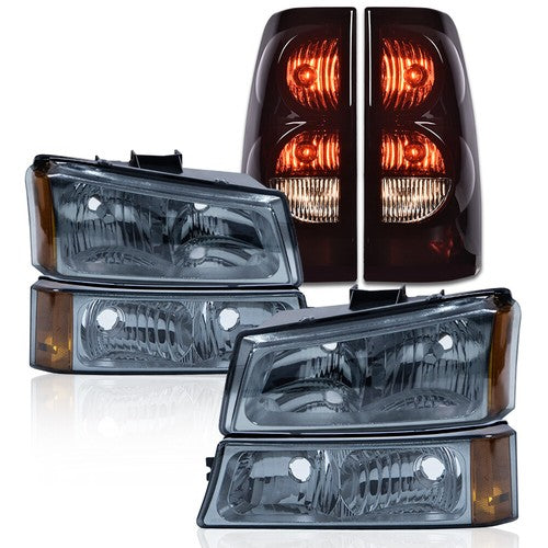Solid Spare Fit For 2003-2006 Chevrolet Silverado Headlight Lamps & Tail Lights Black