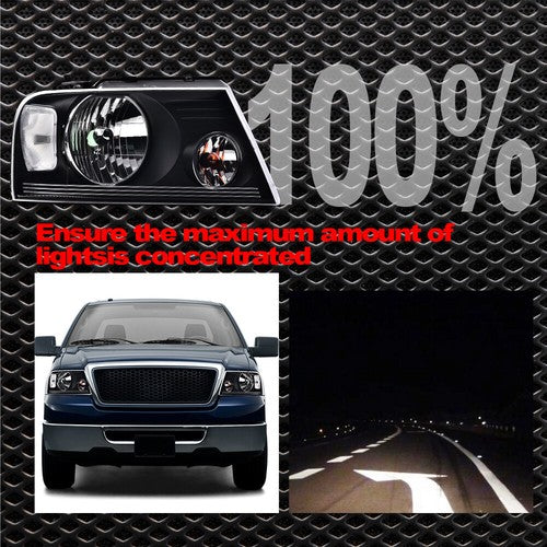 Solid Spare Fit 2004-2008 Ford F150 06-08 Lincoln Mark LT Black Headlights Lamps Left+Right