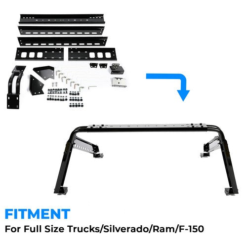 Solid Spare Roll Bar For Full Size Truck Silverado Ram F150 Adjustable Sports Bar Cargo Rack