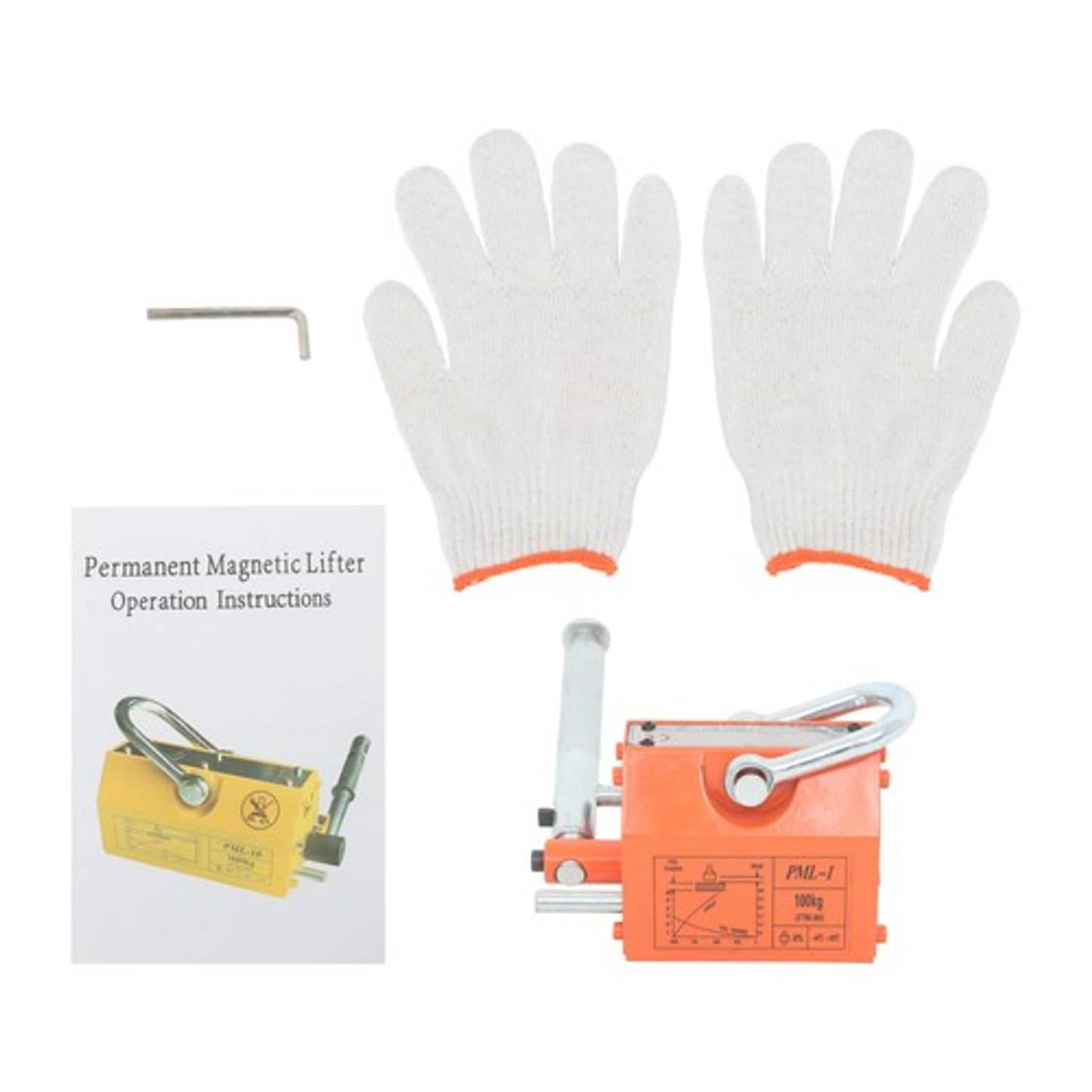 Solid Spare Orange Permanent Magnetic Lifter Hoist 220 lbs/100 kg 2.5 Safety Factor