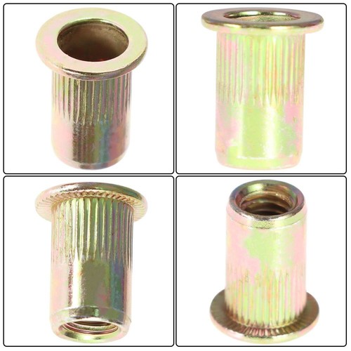 Solid Spare M6 Metric Carbon Steel Rivet Nut Flat Head Threaded Insert Nutsert 100 Pcs