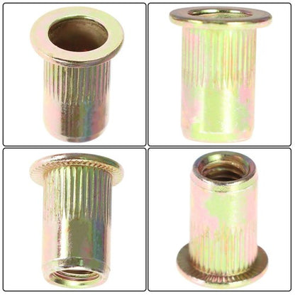 Solid Spare M6 Metric Carbon Steel Rivet Nut Flat Head Threaded Insert Nutsert 100 Pcs
