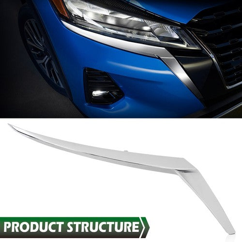 Solid Spare For 2021-2024 Nissan Kicks S SV Right Front Bumper Side Chrome Molding Trim RH