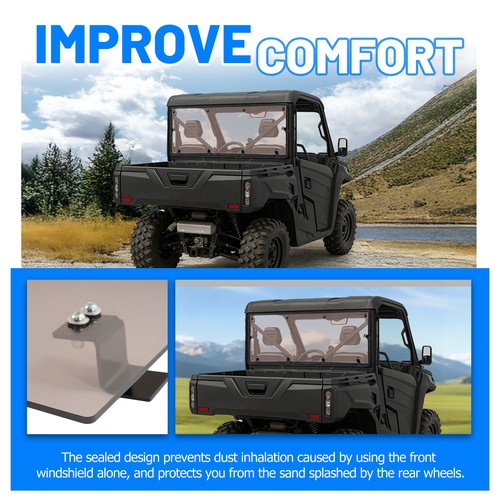 Solid Spare Smoke Rear Windshield Back Window for CFMOTO UFORCE 1000 2019-26 1000XL 2022-26