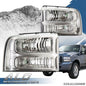 Solid Spare Clear Corner Chrome Headlights Fit For 2005-2007 Ford F-250 F-350 Super Duty