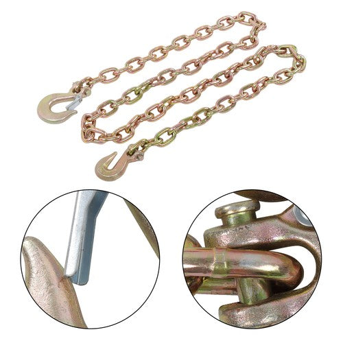 Solid Spare 3/8in × 8FT Trailer&Truck Transport Bundle Chain Steel Gold G70 6600lbs W/Hooks