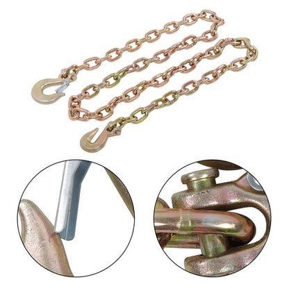 Solid Spare 3/8in × 8FT Trailer&Truck Transport Bundle Chain Steel Gold G70 6600lbs W/Hooks