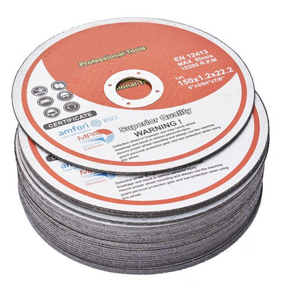 Solid Spare 25 Pack 6"x.045"x7/8" Cut-off Wheel - Metal & Stainless Steel Cutting Discs