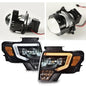 Solid Spare Fit For Ford F-150 F150 2009-2014 Black LED DRL Projector Headlights Lamps Pair