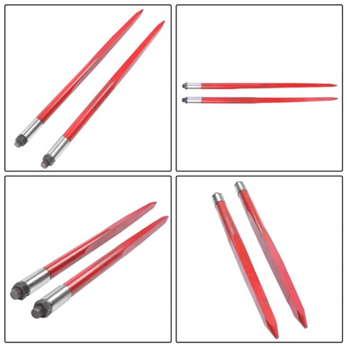 Solid Spare Hay Bale Spear 43" 3000 lbs Capacity Spike Fork for Tractors Loaders 2pcs
