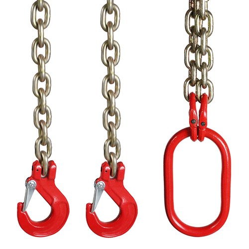 2PCS 5/16"x6' G80 Chain Lifting Sling 2 Legs 3T/6600lbs Capacity w/ Grab Hooks