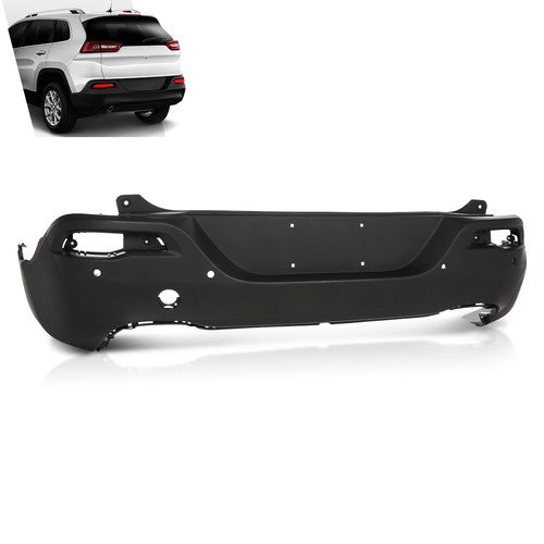 Solid Spare Fit For 2014 2015 2016 2017 2018 Jeep Cherokee Rear Bumper Cover w/Park Assist