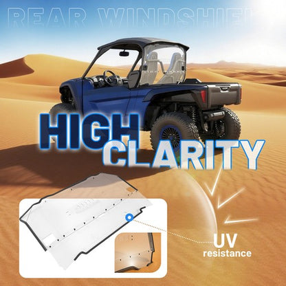 Solid Spare Rear Windshield/Vented Window For 21-2024 2022 23 Yamaha Wolverine RMAX2 X2 1000