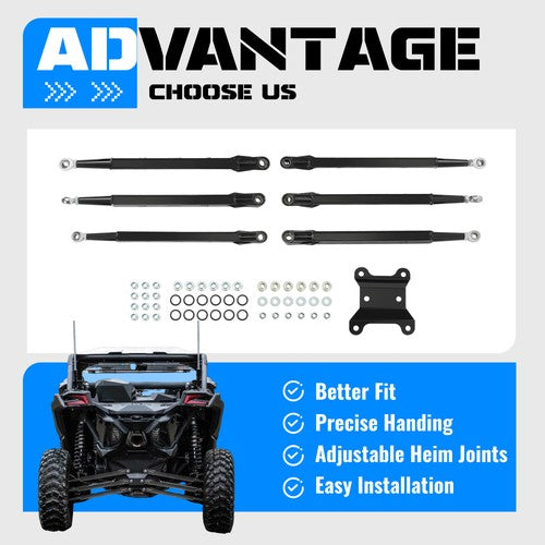 Solid Spare Steel Boxed Rear Radius Arms For Can-Am Maverick X3 2017+ 64" Body Powder Coated