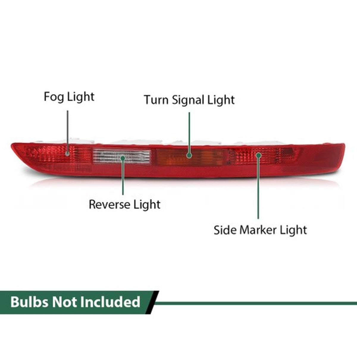 Solid Spare Rear Lower Bumper Tail Light Reverse Stop Lamp Fit For 09-16 Audi Q5 Left+Right