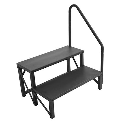 Solid Spare 2 Steps Ladder RV Step 660Lbs w/Handrail For Trailer Travel Camper Home Stairs