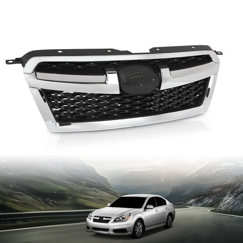 Solid Spare Fit For 2013-2014 Subaru Legacy Front Bumper Upper Grille Grill Black Chrome