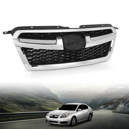 Solid Spare Fit For 2013-2014 Subaru Legacy Front Bumper Upper Grille Grill Black Chrome