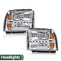 Solid Spare Fit For 05-07 Ford F250 F350 F450 F550 Super Duty LED DRL Headlights Chrome