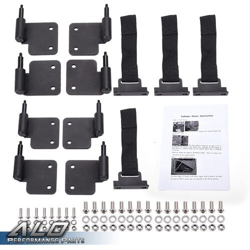 Solid Spare Fit For 2007-2018 Jeep Wrangler JK 4Door Front+Rear Side Iron Tube Doors Black