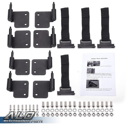 Solid Spare Fit For 2007-2018 Jeep Wrangler JK 4Door Front+Rear Side Iron Tube Doors Black