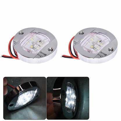 Solid Spare 2X Round 3" Marine Boat Stern Transom Lights White 6 LED Courtesy Cockpit Light
