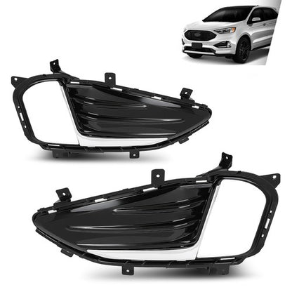 Solid Spare Fit For 2019-2024 Ford Edge Front Bumper Fog Light Bezel Lamp Trim Left+Right