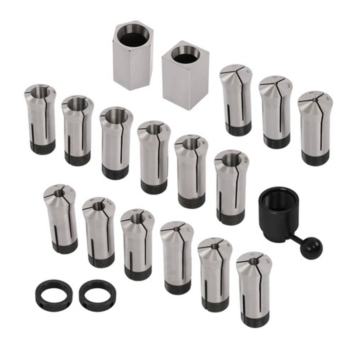 Solid Spare Precision 15 Piece 5C 1/8 - 1" Fractional Collet Set and 5 Pcs Collet Block Set