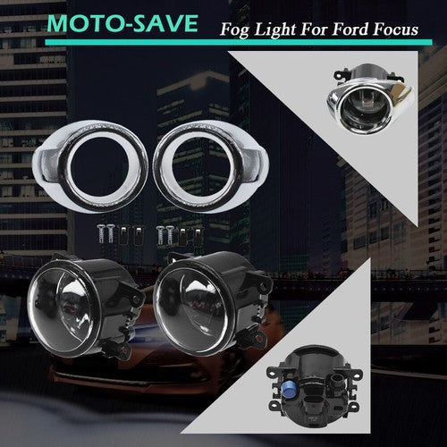 Solid Spare For Ford Focus 12-14 Bumper Lamp Fog Lights Driving Lights & Chrome Cover Bezel