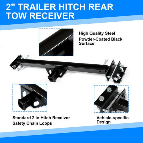 Solid Spare 2'' Trailer Hitch For Camper RV Trailers 5th Wheel Bike Rack Mount Adjustable