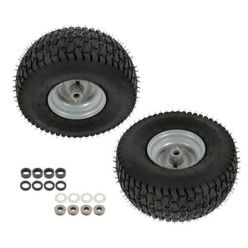 Solid Spare 15x6.00-6 Rubber Lawn Mower Tire and Wheel, 2 Pcs Replacement 3.4' shaft hole