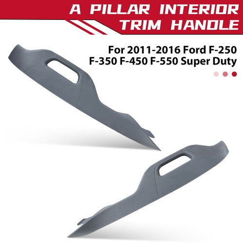 Solid Spare Left + Right A Pillar Handle Trim Grey Gray FOR 2011-2016 Ford F250 F350 F550