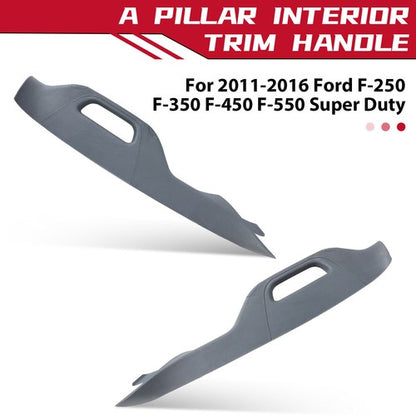 Solid Spare Left + Right A Pillar Handle Trim Grey Gray FOR 2011-2016 Ford F250 F350 F550